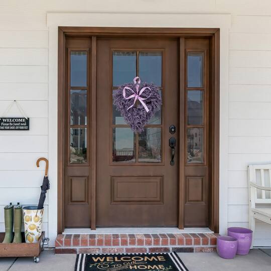 17.5" Artificial Lavender Heart Spring Wreath